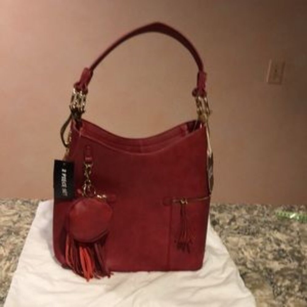 Red leather vegan two piece NWT Alyssa